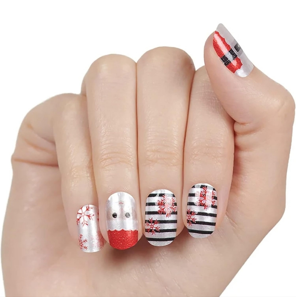 Color Street Secret Santa Christmas Nail Strips Red White Black NIP